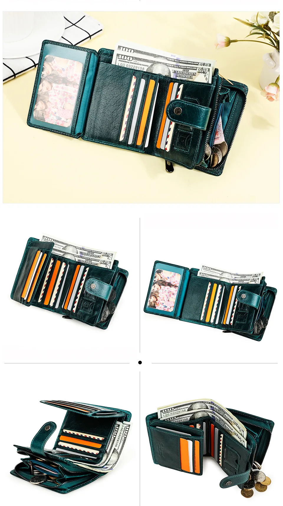 Women's Colorful Vertical Leather Wallet